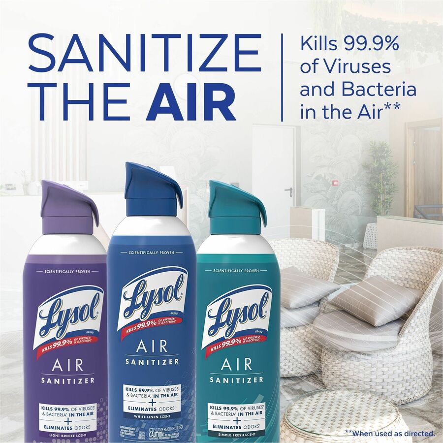 Lysol Air Sanitizer Simple Fresh - Spray - 10 fl oz (0.3 quart) - Antimicrobial Odor Neutralizer - 1 Each - Fresheners