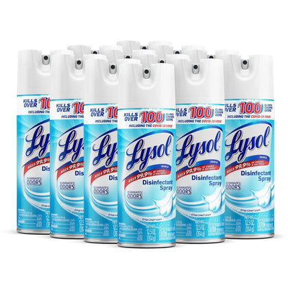 Lysol Crisp Linen Disinfectant Spray - 12.50 oz - Scent - 12 / Carton - Disinfectants