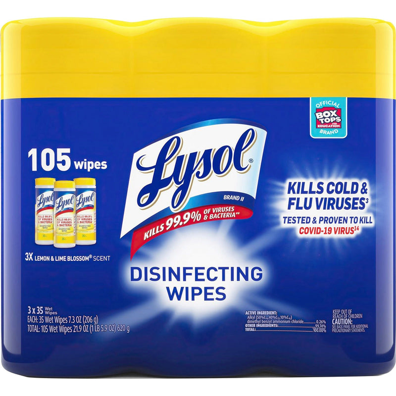 Lysol Disinfecting Wipes 3-Pack: Lemon Scent Antibacterial Cleanliness - Cleaning