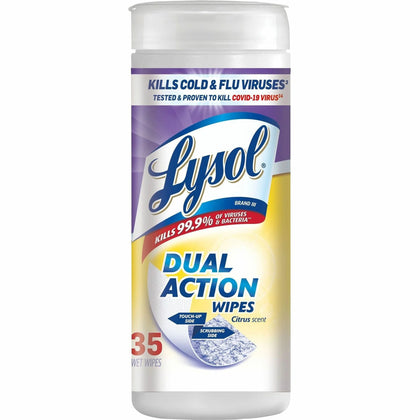 Lysol Dual Action Wipes: Citrus Scent Stain Remover - 35 Wipes - Cleaning
