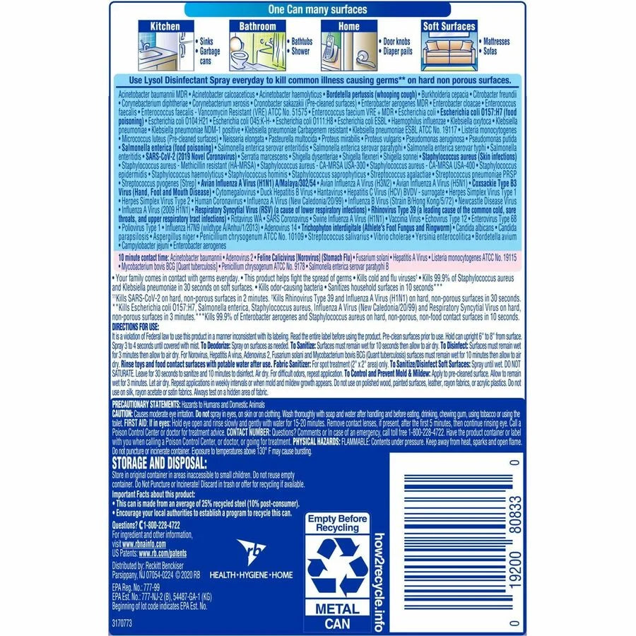 Lysol Early Morning Breeze Disinfectant Spray - 12.5 fl oz - Fresh Scent - Clear Can - Disinfectants