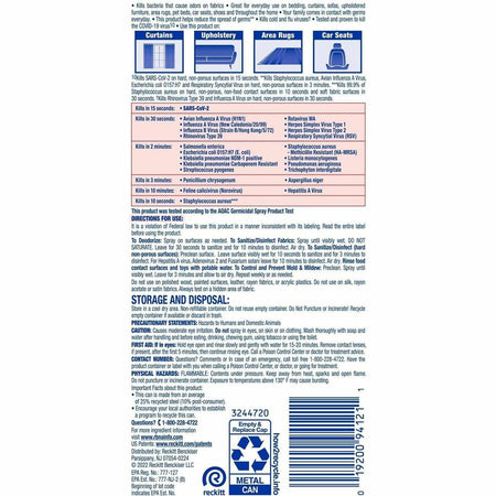 Lysol Fabric Disinfectant Spray - Rear