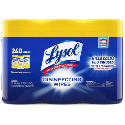 Lysol Lemon/Lime Disinfecting Wipes: Multi-Surface Blossom Scent - 3 Pack - Cleaning Wipes