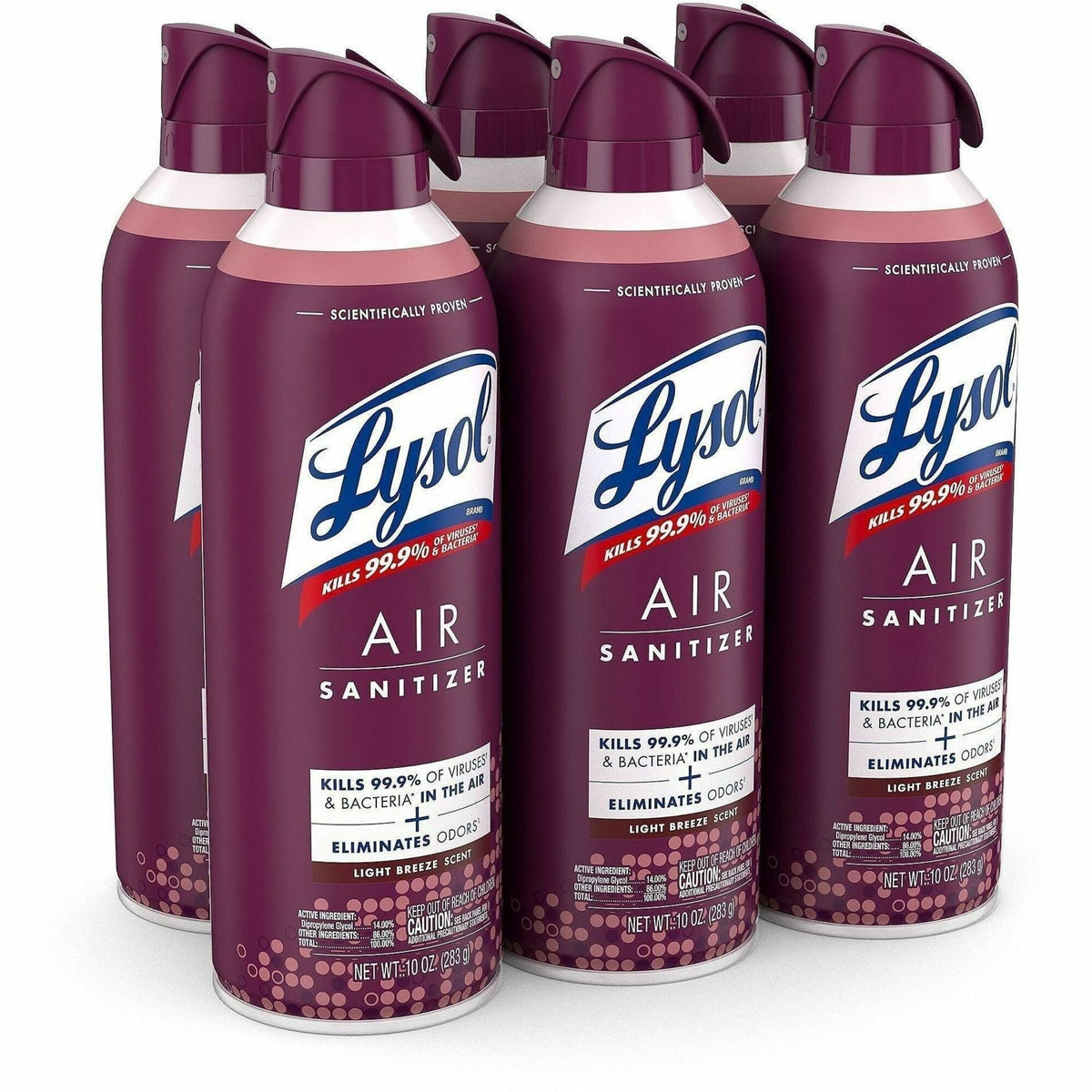 Lysol Linen Scent Air Sanitizer - Spray - 10 fl oz (0.3 quart) - Light Breeze - Odor Neutralizer - 6 / Carton