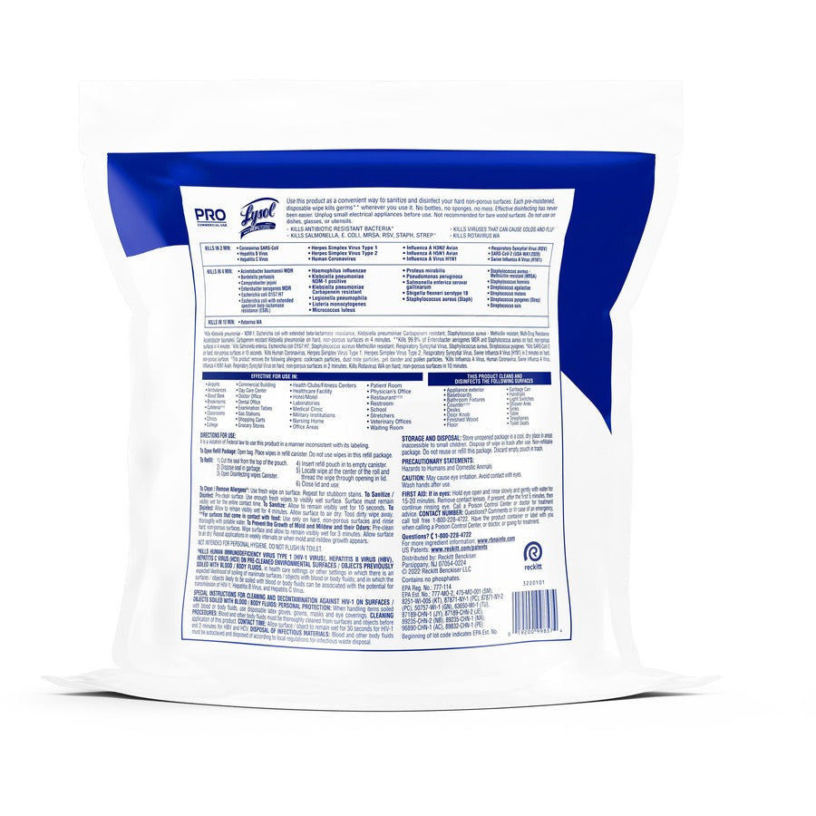 Lysol Professional Disinfecting Wipes Bucket Refill - Rear