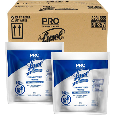 Lysol Professional Disinfecting Wipes: Lemon & Lime Blossom Scent - 2/Carton - Cleaning Wipes