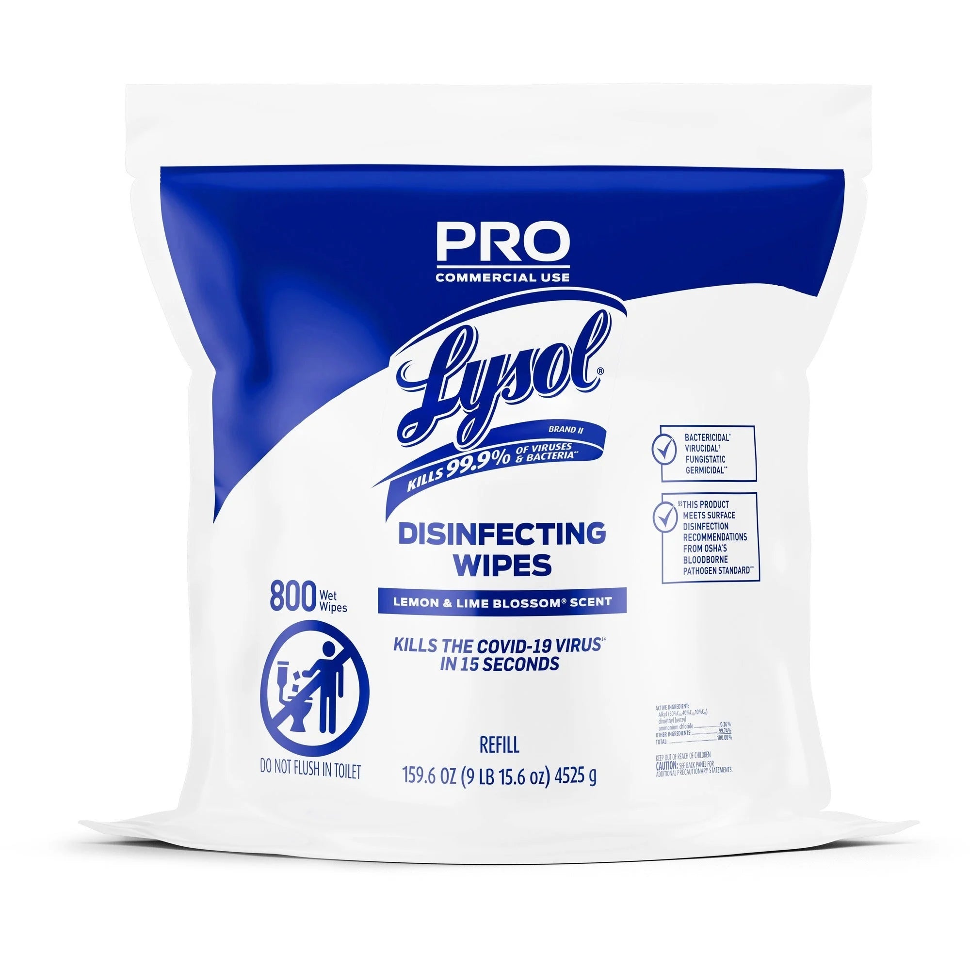 Lysol Professional Disinfecting Wipes Refill: Lemon & Lime Blossom Scent - 800 - Cleaning
