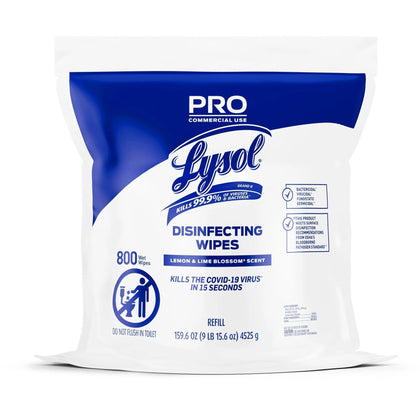 Lysol Professional Disinfecting Wipes Refill: Lemon & Lime Blossom Scent - 800 - Cleaning