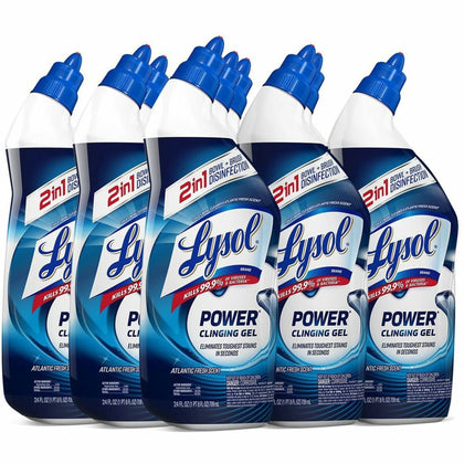 Lysol Toilet Bowl Cleaner: Atlantic Fresh Scent 24 fl oz - Disinfectant - Blue Bottle - Restroom & Cleaners