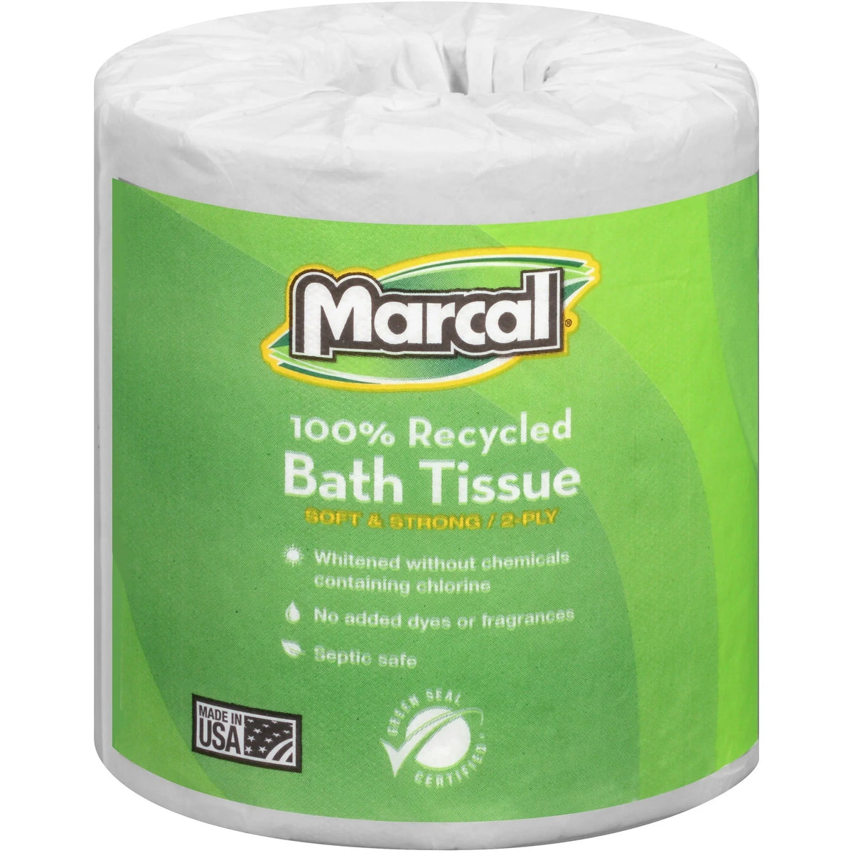 Marcal 100% Recycled Soft & Absorbent Bathroom Tissue - 2 Ply - 336 Sheets/Roll - White - 48 / Carton