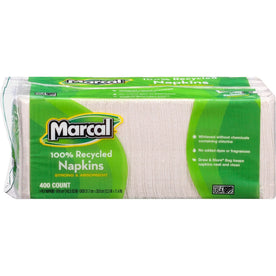 Marcal 100% Recycled Luncheon Napkins - Eco-Friendly White Paper - 400/Pack