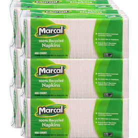 Marcal 100% Recycled Luncheon Napkins: White 1 Ply - 400/Pack - Napkins