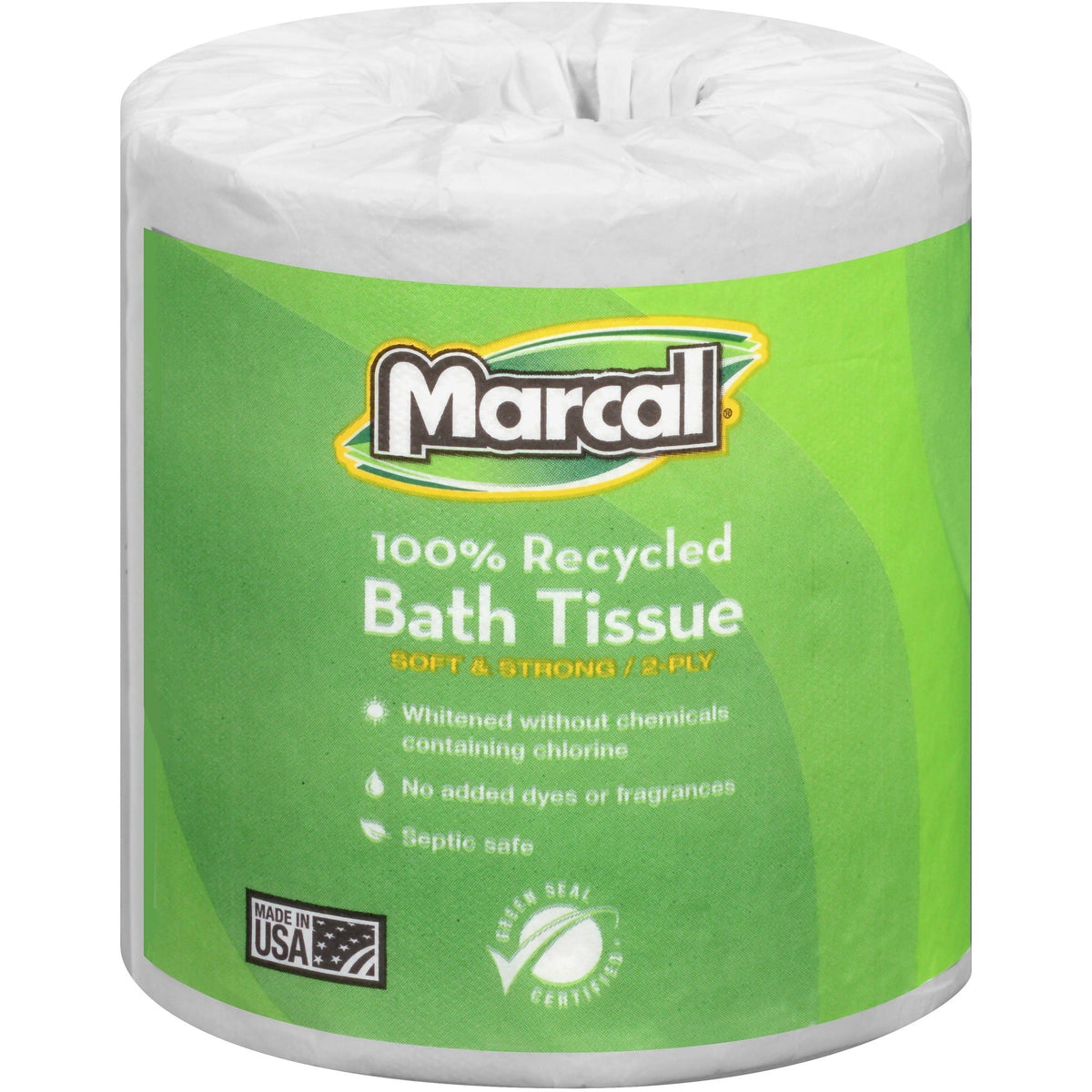 Marcal 100% Recycled Soft & Absorbent Bathroom Tissue - 2 Ply - 336 Sheets/Roll - White - 48 / Carton