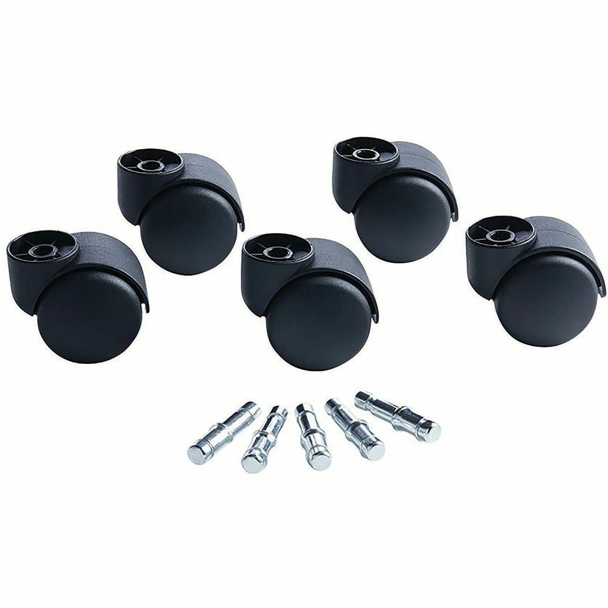Master Caster Deluxe Futura Hooded Chair Mat Casters - Smooth Rolling Matte Black - Set of 5 - & Glides