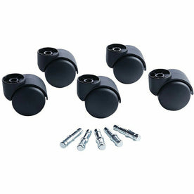 Master Caster Deluxe Futura Hooded Chair Mat Casters - Smooth Rolling Matte Black - Set of 5 - & Glides