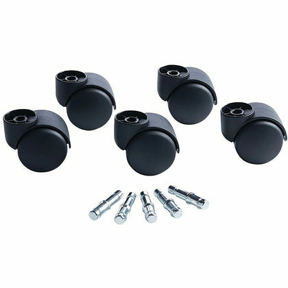 Master Caster Deluxe Futura Hooded Chair Mat Casters - Smooth Rolling Matte Black - Set of 5 - & Glides