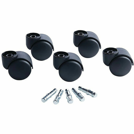 Master Caster Deluxe Futura Hooded Chair Mat Casters - Smooth Rolling Matte Black - Set of 5 - & Glides