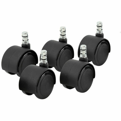 Master Caster Duet Noiseless Chair Mat Casters - Smooth & Silent Rolling - Set of 5 - Glides