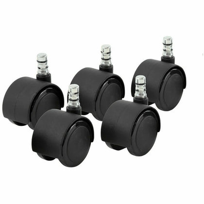 Master Caster Duet Noiseless Chair Mat Casters - Smooth & Silent Rolling - Set of 5 - Glides