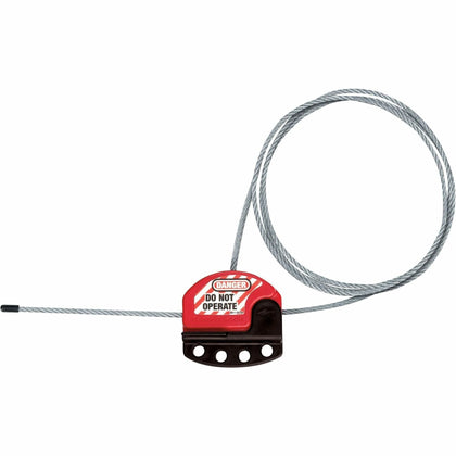 Master Lock Cable Lockout: Adjustable 6ft Dia Black/Red Plastic - Lockout Kits