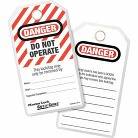 Master Lock Heavy-duty English Tags - 5.75’’ x 3’’ Rectangular in Red - Pack of 12 - Lockout Kits