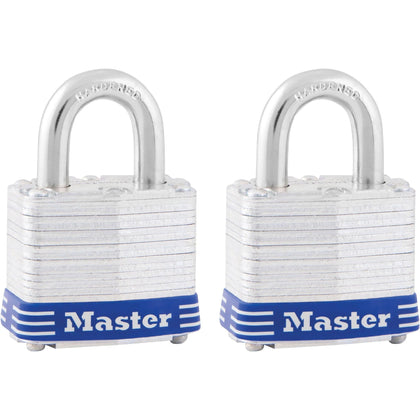 Master Lock High Security Padlock - Keyed Alike - Cut & Pick Resistant - 0.28’’ Shackle - Steel - Silver - 2 Pack
