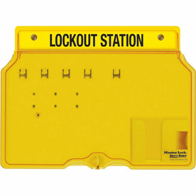 Master Lock Padlock Lockout Station: 4-Padlock Impact & Heat Resistant - Plastic Cover - Kits