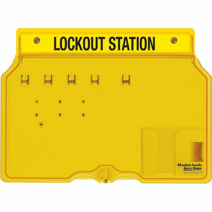 Master Lock Padlock Lockout Station: 4-Padlock Impact & Heat Resistant - Plastic Cover - Kits