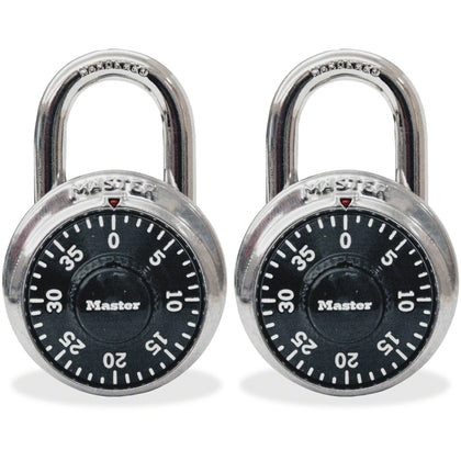 Master Lock Twin Combination Locks: 3-Digit Cut Resistant Stainless Steel - Black (2-Pack) - Locks