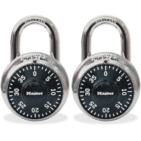 Master Lock Twin Combination Locks: 3-Digit Cut Resistant Stainless Steel - Black (2-Pack) - Locks