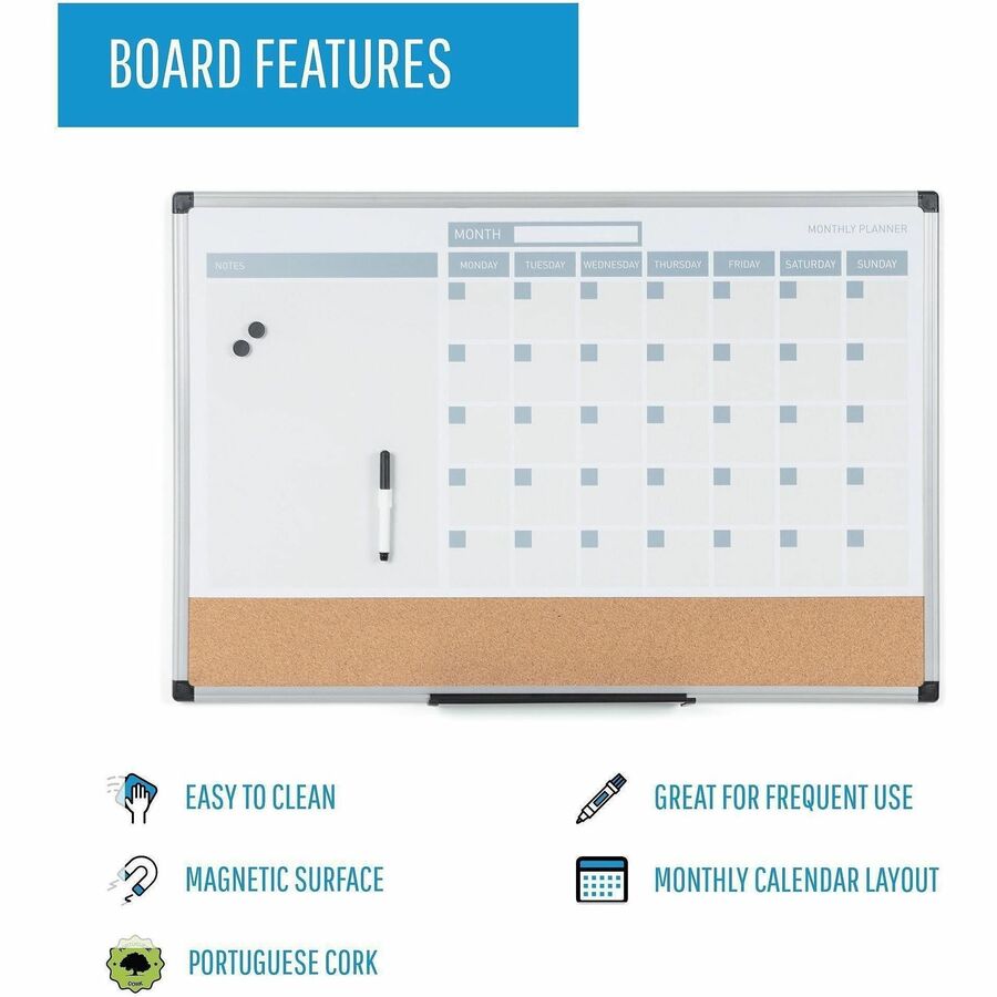 MasterVision 3-in-1 Monthly Dry-erase Calendar Board - Alternate-Image1