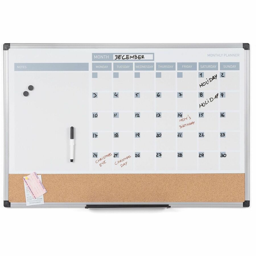 MasterVision 3-in-1 Monthly Dry-erase Calendar Board - Front