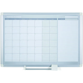 MasterVision 3’ Magnetic Gold Monthly Planner - Aluminum Dry Erase Surface - Calendar Boards