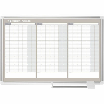 MasterVision 3-Month Calendar Board: 36’’x24’’ White Lacquered Steel Surface - Boards