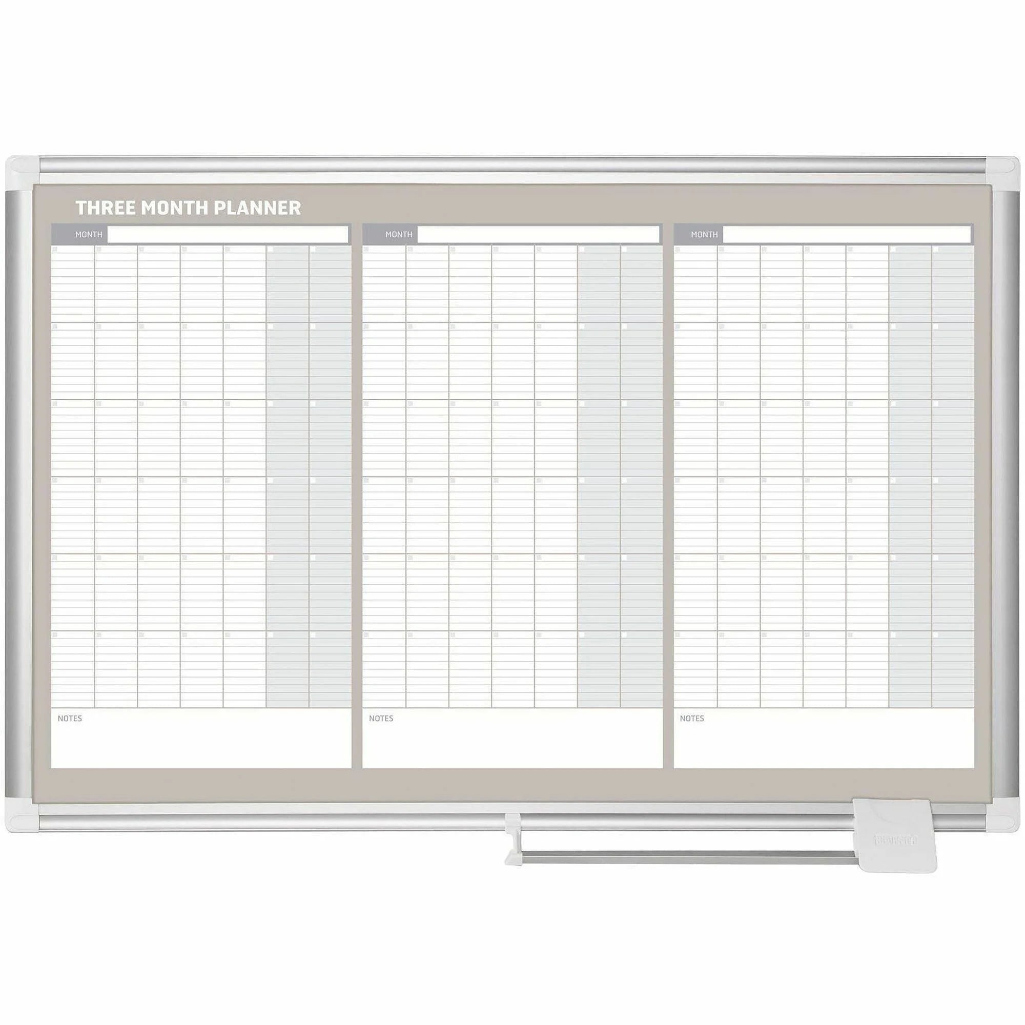 MasterVision 3-Month Calendar Board: 36’’x24’’ White Lacquered Steel Surface - Boards
