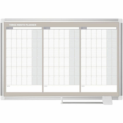 MasterVision 3-Month Calendar Board: 36’’x24’’ White Lacquered Steel Surface - Boards