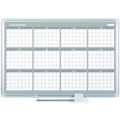 MasterVision 36’’ 12-Month Calendar Planning Board: Magnetic Dry Erase Aluminum - Yearly Organizer - Boards
