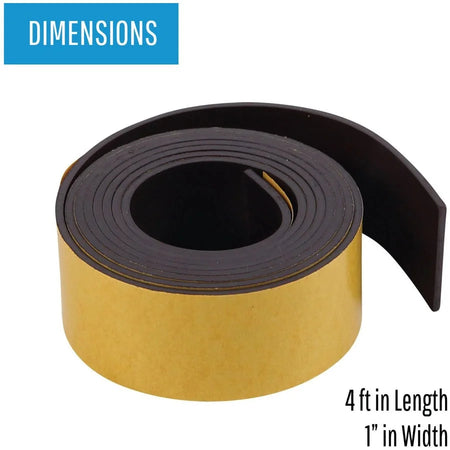 MasterVision Adhesive Magnetic Tape - 4 ft x 1’’ - Black - For Pictures Cards Documents