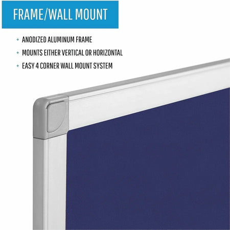 MasterVision Ayda Fabric Bulletin Board - Blue Tackable & Sleek - 24’’W x 0.5’’H - Boards