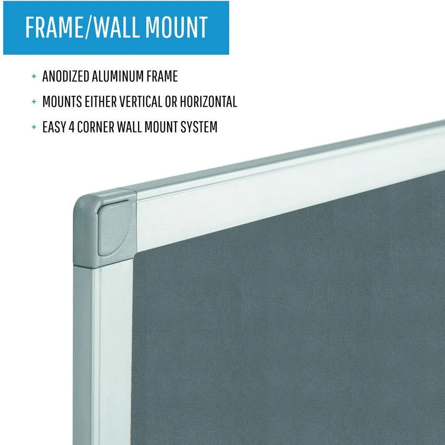 MasterVision Ayda Fabric Bulletin Board: Gray Robust & Tackable - Boards