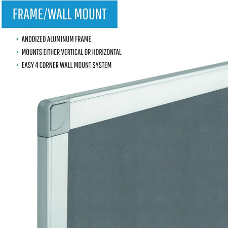 MasterVision Ayda Fabric Bulletin Board: Gray Robust & Tackable - Boards