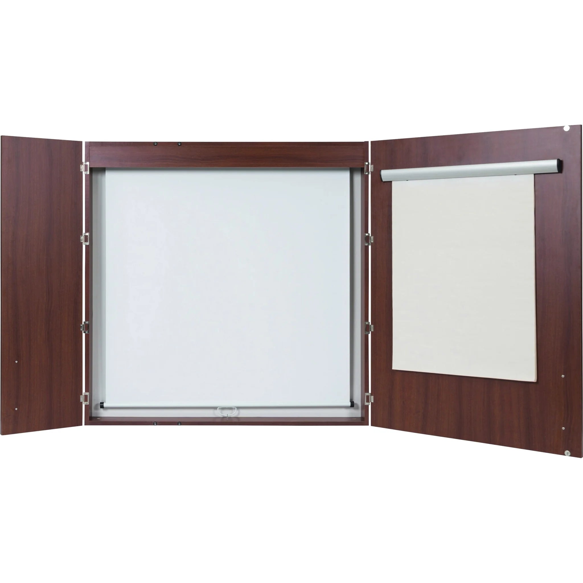 MasterVision Cherry Conference Cabinet - 48x48’’ Porcelain Steel Board - Wood Frame - Projectors & Accessories