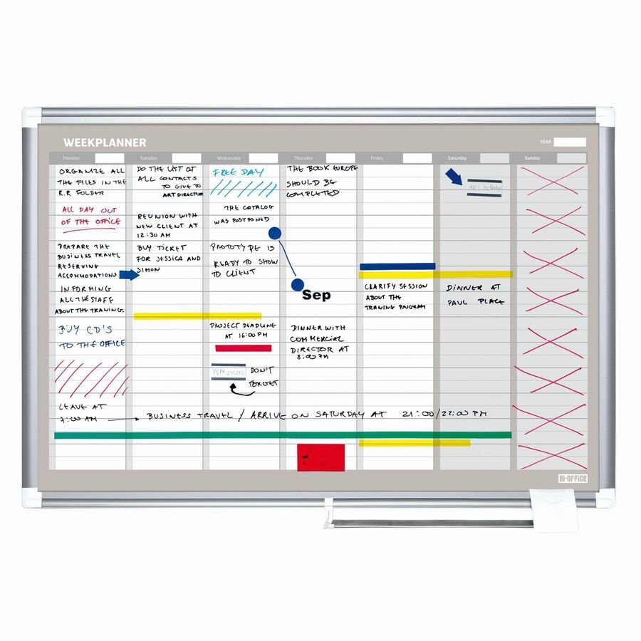 MasterVision Dry-erase Magnetic Planning Board - Front