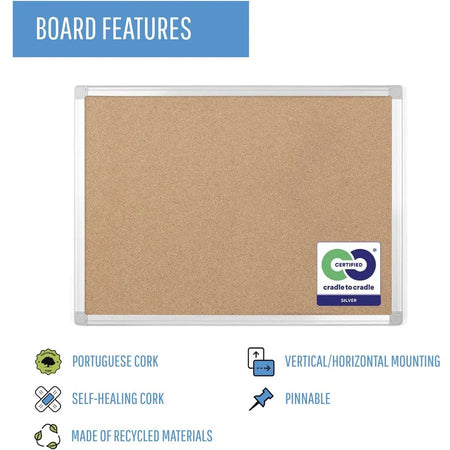 MasterVision Earth Series Cork Board - 24x36 - Self-healing Surface - Bulletin Boards
