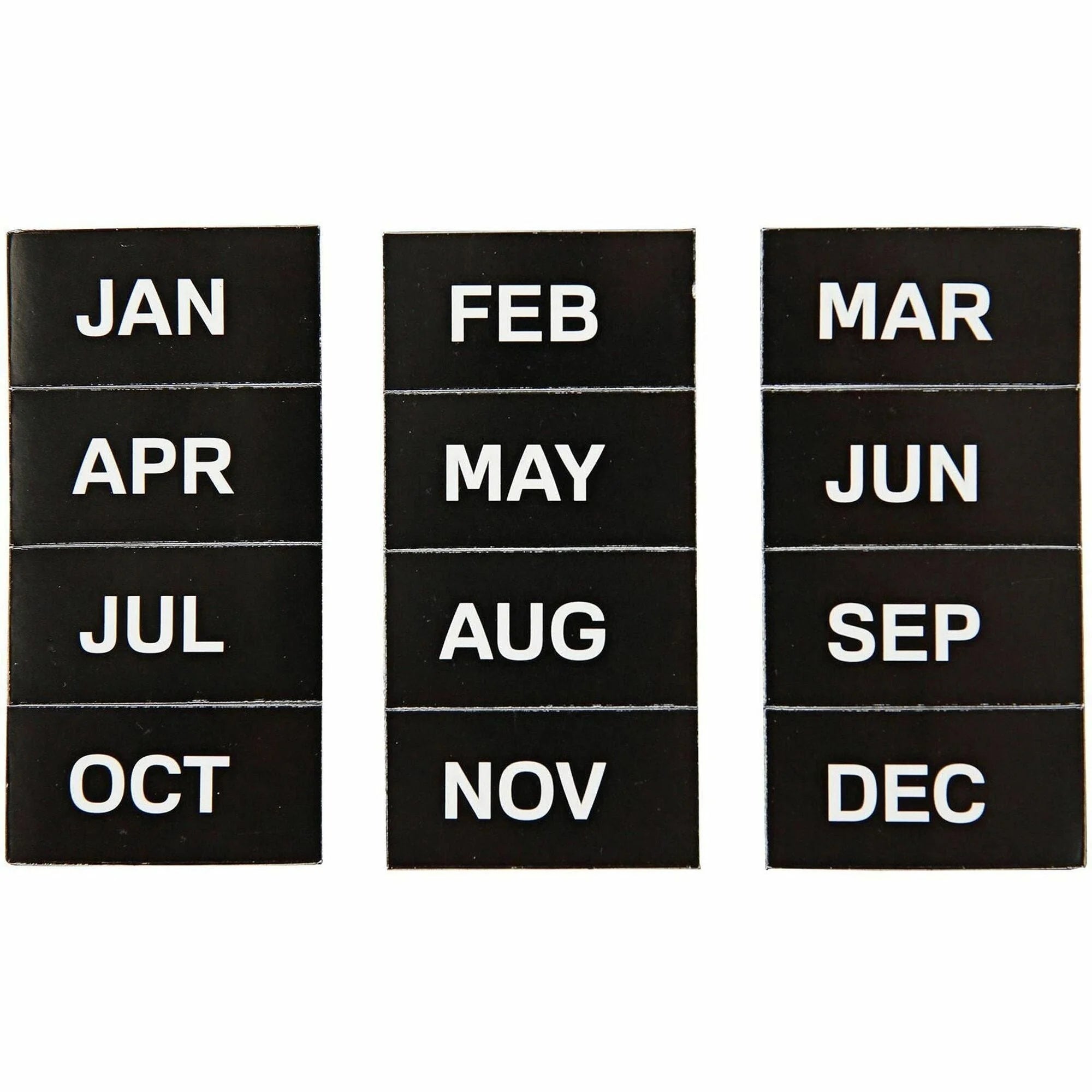 MasterVision Magnetic Monthly Calendar Characters - Learn Months - 1’’x2’’ - Black - 12 Pack - Board & Easel Accessories