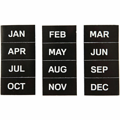 MasterVision Magnetic Monthly Calendar Characters - Learn Months - 1’’x2’’ - Black - 12 Pack - Board & Easel Accessories