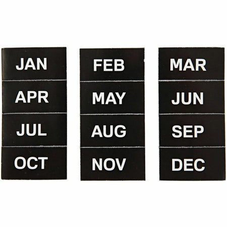 MasterVision Magnetic Monthly Calendar Characters - Learn Months - 1’’x2’’ - Black - 12 Pack - Board & Easel Accessories