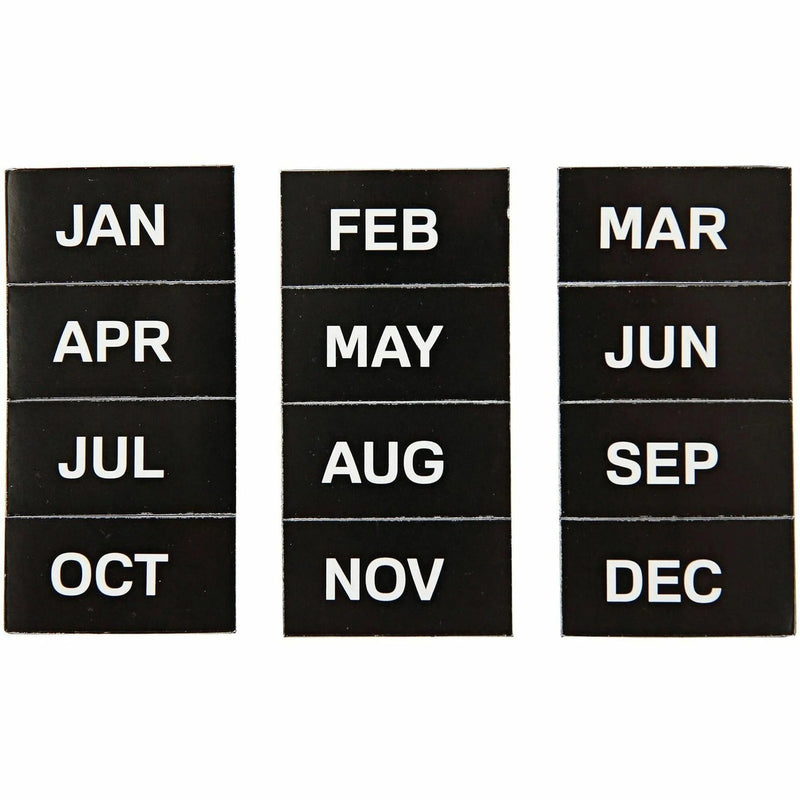 MasterVision Magnetic Monthly Calendar Characters - Learn Months - 1’’x2’’ - Black - 12 Pack - Board & Easel Accessories