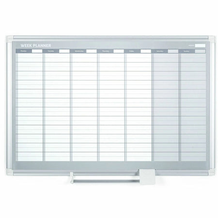 MasterVision Magnetic Planning Board: Weekly 1-Week Organizer - 24’’x36’’ Aluminum - Scratch & Ghost Resistant - Boards