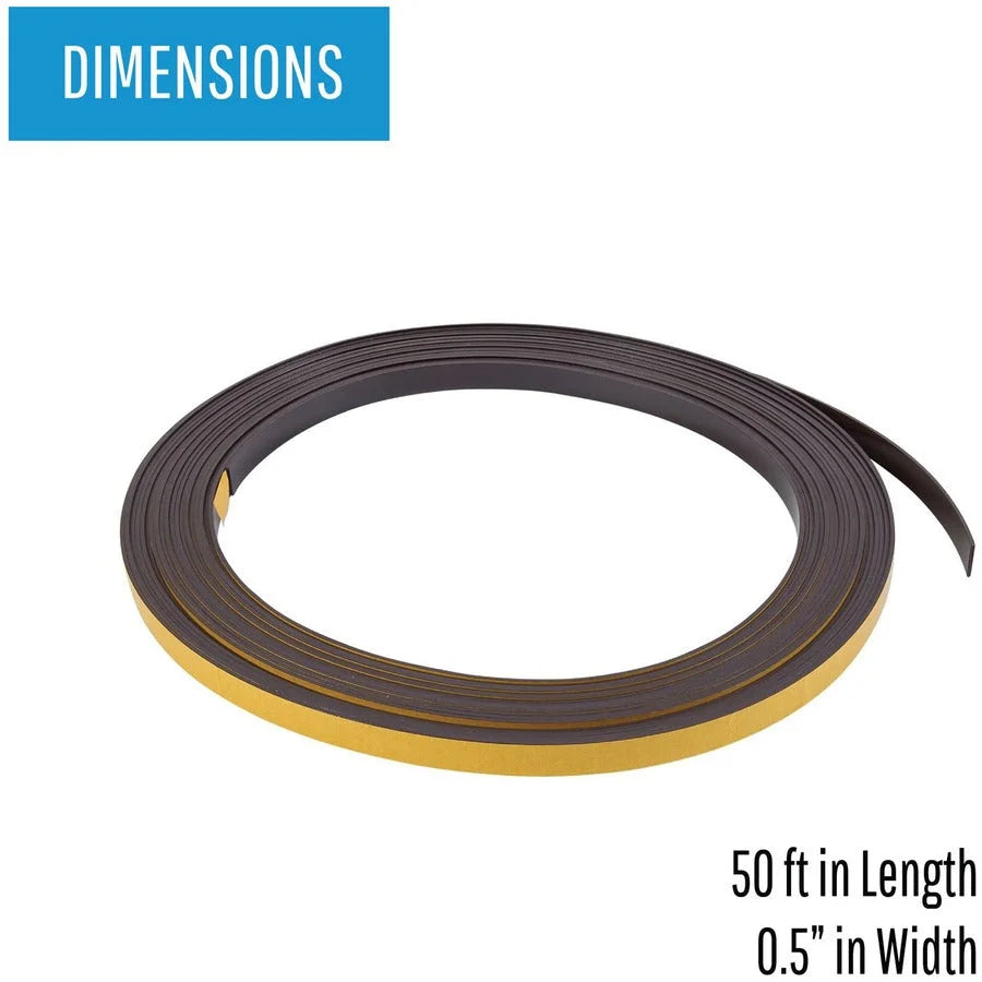 MasterVision Magnetic Roll Tape - 1/2’’ x 16.67 yd - Black - Versatile Adhesive for Pictures Cards & Labels
